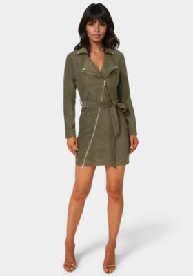 Women's Faux Suede Moto Dress