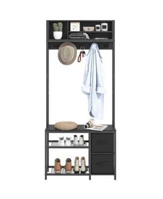 Hall Tree with Bench, 5-in-1 Entryway Bench with Coat Rack,