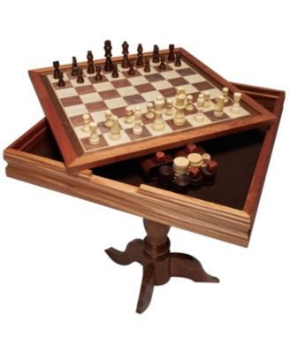 3-in-1 Chess Checkers Backgammon Table Set 18" Wooden Game Table