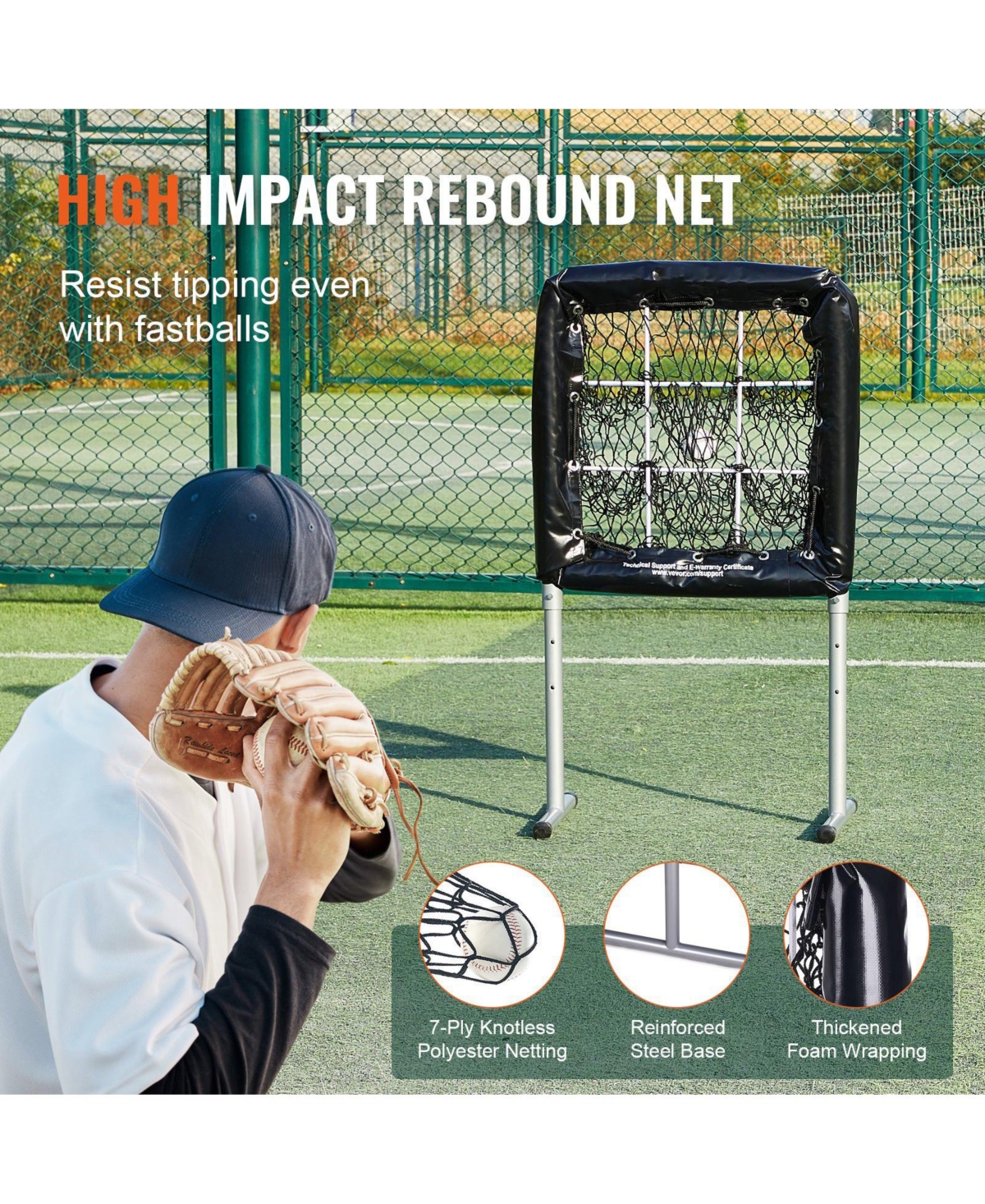 Mecale 9-Hole Baseball Pitching Net, 28''×27'' Training Target with Adjustable Strike Zone and Stakes