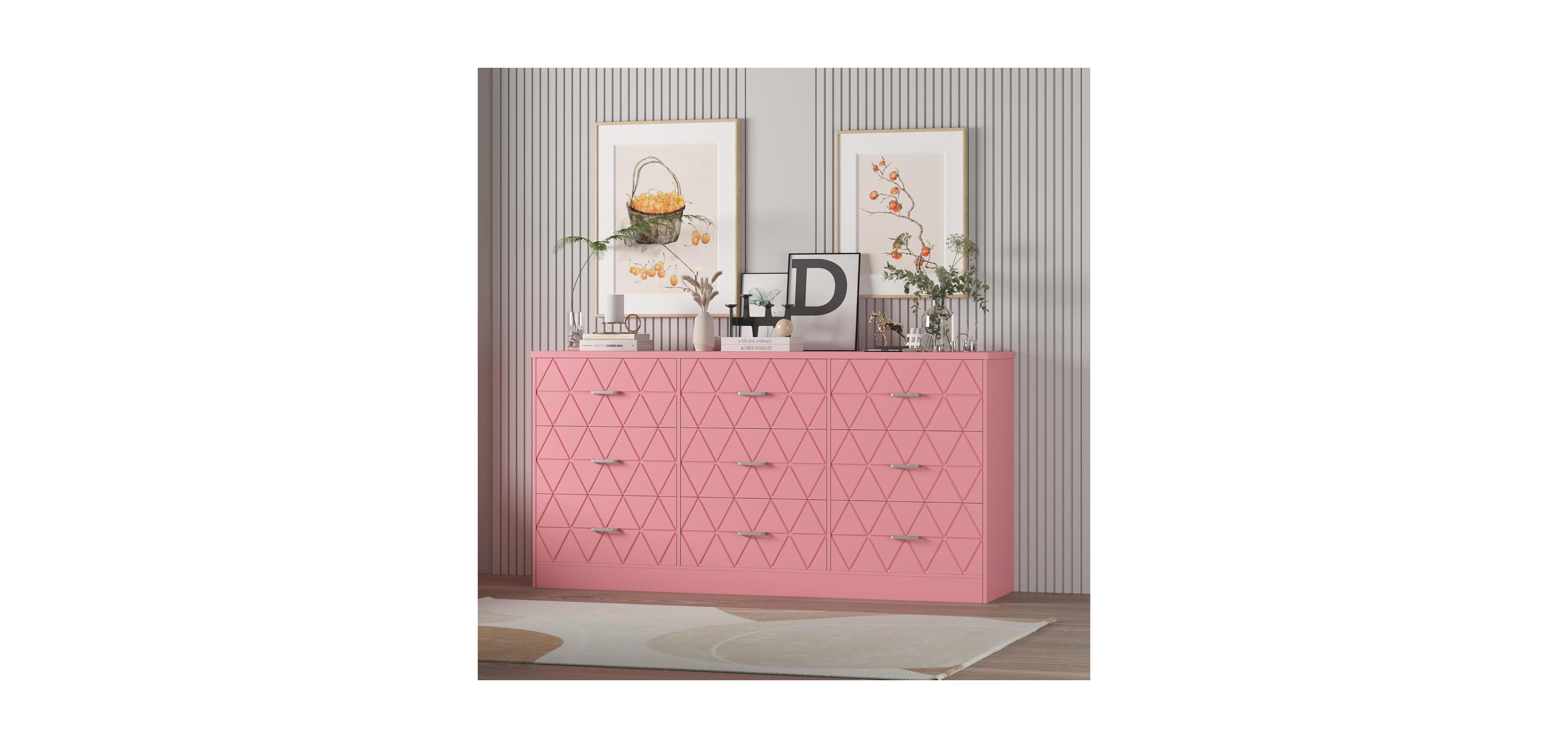 Gaomon 63'' Wooden Modern Chest 9 Drawer Dresser, Dresser with Power Outlet