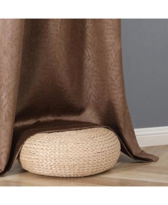 Set of 2 Leeds Floral Leaves Embossed Light Filtering Grommet Top Window Curtain Panels