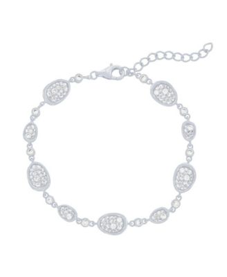 Sterling Silver, Irregular-Shaped Pave CZ Bracelet