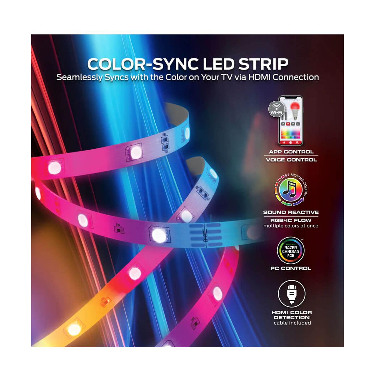 Monster Cable Smart Lighting Hdmi Color Sync Led Strip for TVs Up to 85 Inches