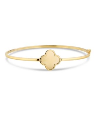 Clover Bangle Bracelet in 14K Gold, Fits Small to Medium Wrist, Approx. 3.4 grams.