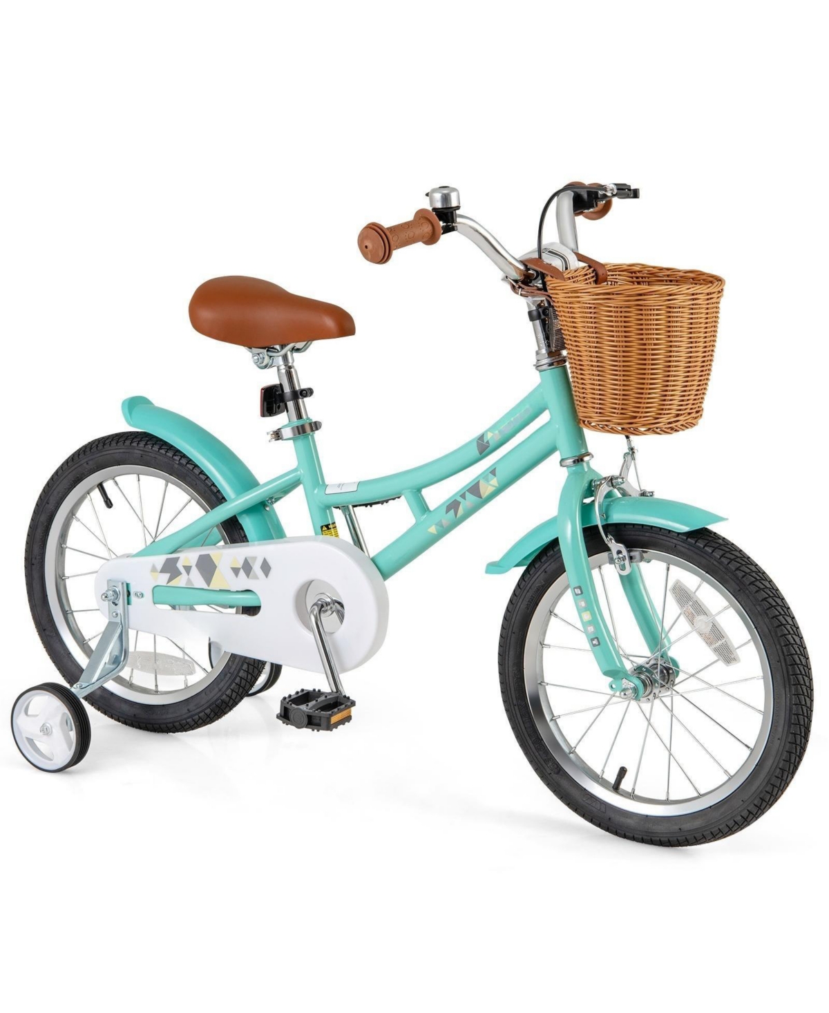 Hongge Kids Adjustable Bike with Training Wheels Basket and Bell for Ages 4 to 8