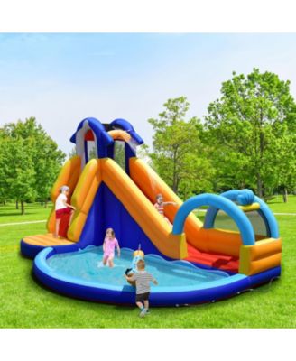 Inflatable Bouncy House with Slide and Splash Pool without Blower