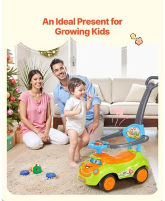 Ride On Push Car, Toddler Push Car 19–36 Months with Guardrails, Handle & Storage, 55 lbs Load, Foot-to-Floor Walker, Green