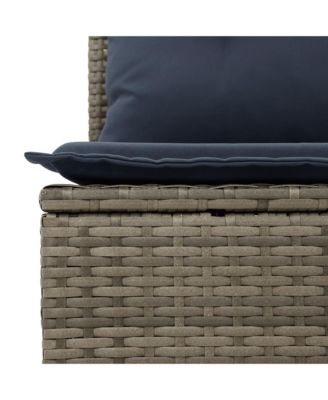 1 PC poly rattan Reclining Patio Bench with Navy blue cushions