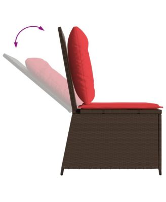 Reclining Patio Sofa Brown PE Rattan Single seat