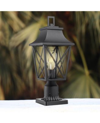 Black Outdoor Post Lantern with Pier Mount and Glass Shade