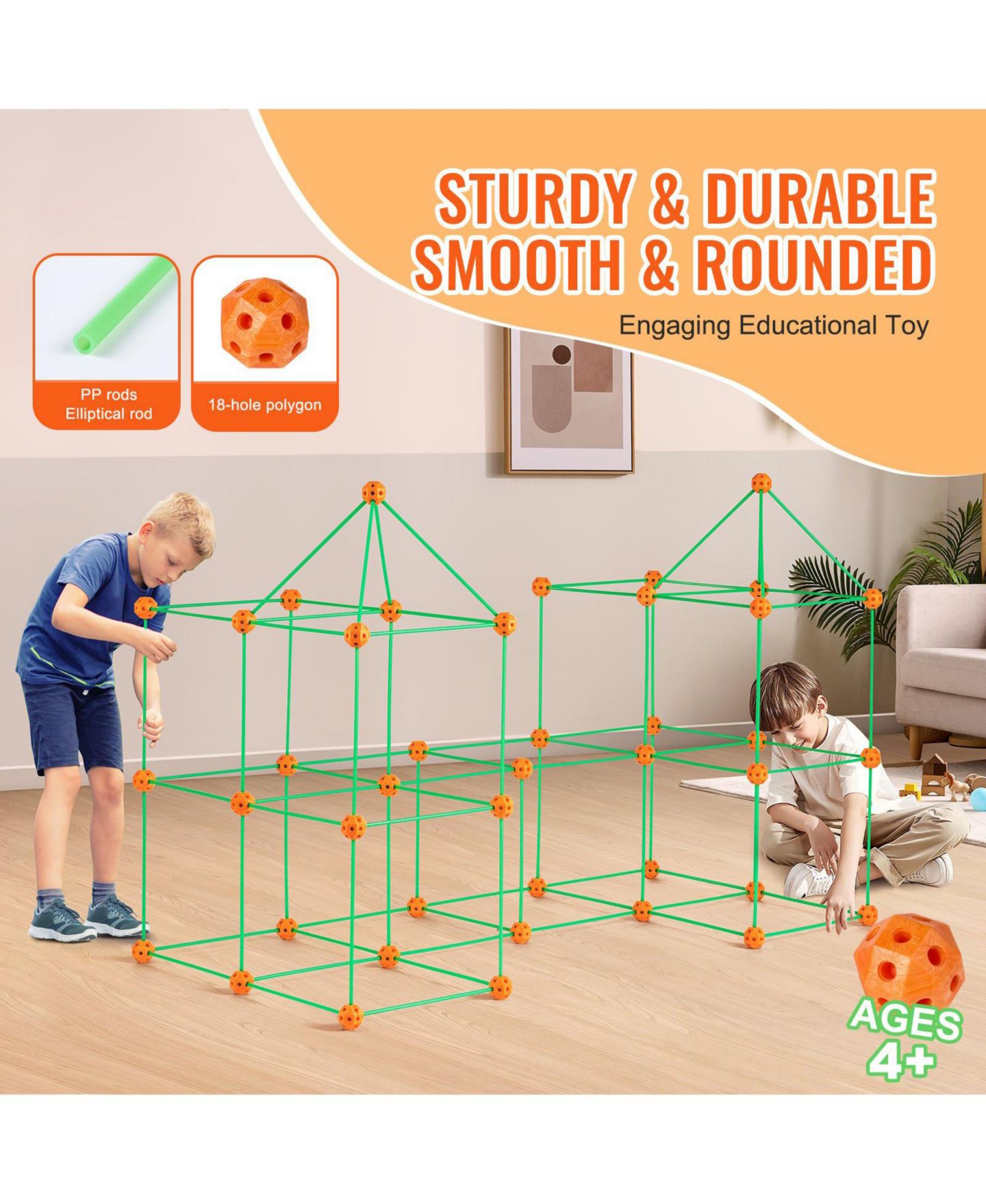 Детские конструкторы Mecale Glow-in-the-Dark Stem Fort Kit 140-Piece Building Set, Ages 4+, цвет: Зелёный — фото 5