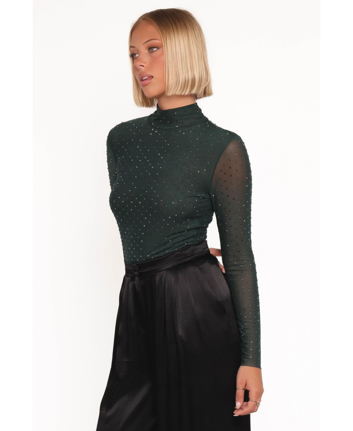 Petal and Pup Women's Alejandra Embellished Mesh Top.