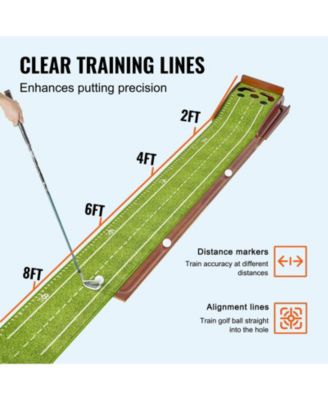 Golf Putting Mat Indoor 5-Hole Green with Ball Return Alignment Guide and Base