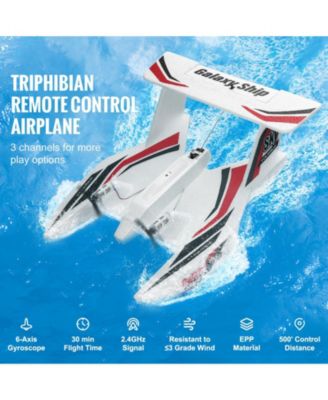 RC Plane, 2.4GHz 3-Channel Amphibious Airplane with 6-Axis Gyro, 2 Batteries, Ready-to-Fly Glider for Adults & Kids Beginners