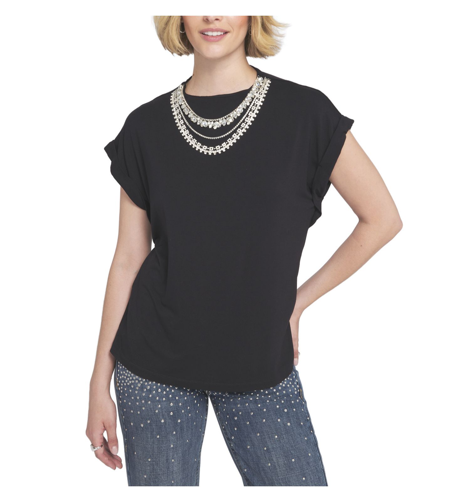 Women's Necklace Embellished Top