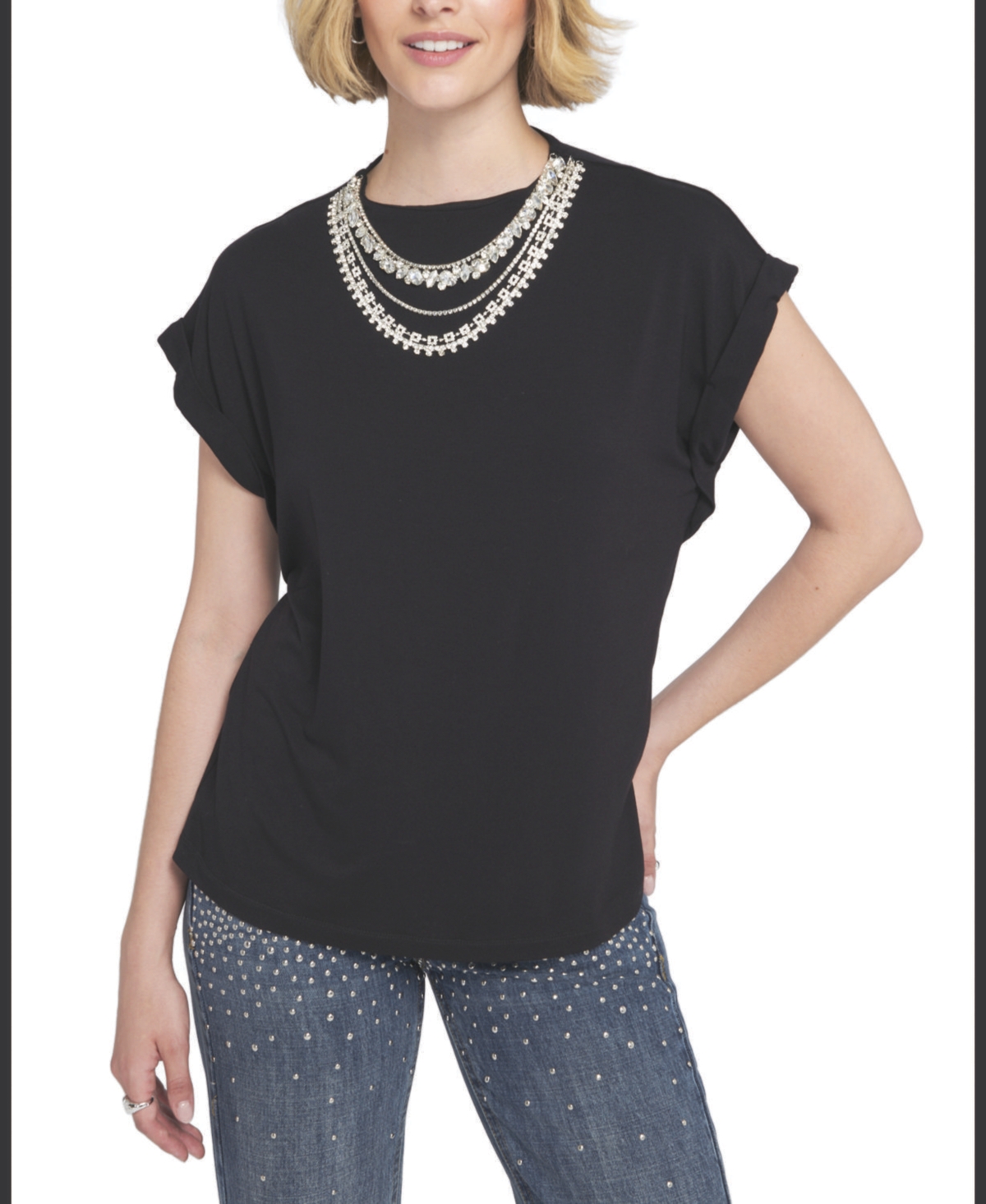 Elle Collection Women's Necklace Embellished Top