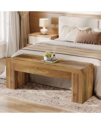 Farmhouse End of Bed Bench for Bedroom, 47.24-Inch Long Entryway Bench