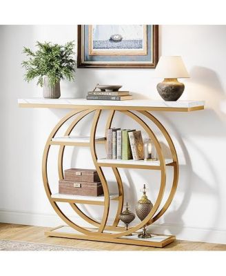 47.24" Industrial Console Table, 5-Tier Entryway Table with Adjustable Feet