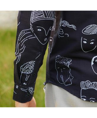 Men's Midnight Black Doodle Face Shirt