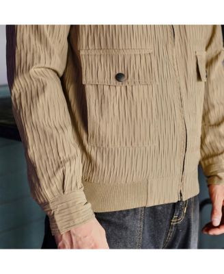 Men's Mousse Brown Zip-Front Crease-Tactile Jacket