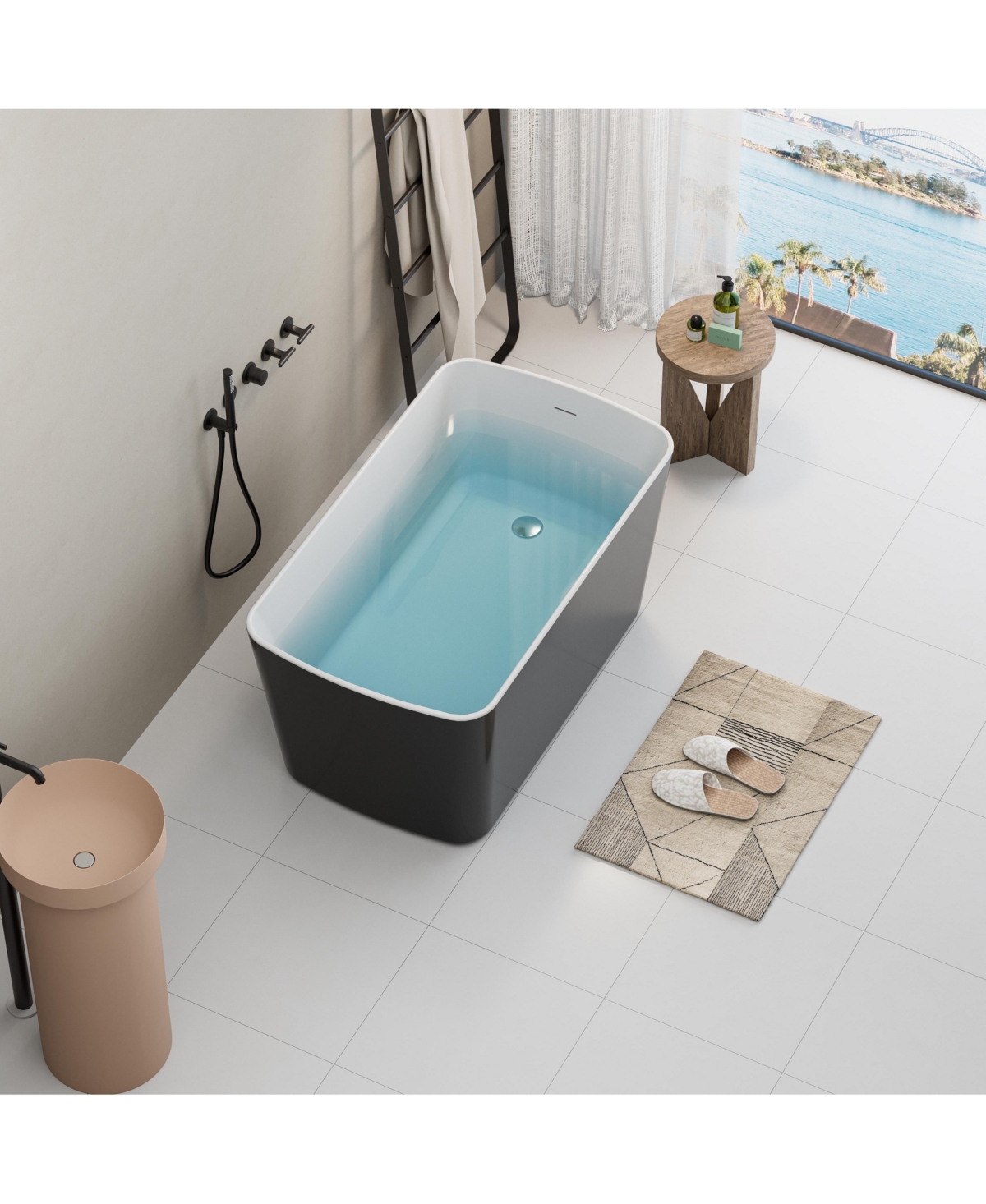 Casainc Acrylic Freestanding Soaking Tub with Chrome Overflow