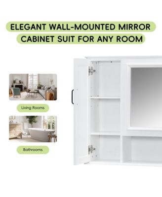 36" Wall Mounted Medicine Cabinet with Mirror and 3 Doors
