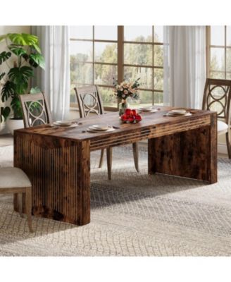 Large Dining Table for 6-8, Rectangular Kitchen Table with Heavy Duty Pedestal