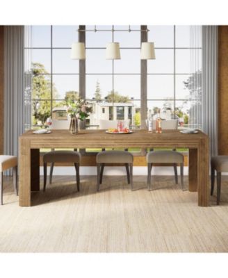 Large Dining Table for 6-8, Rectangular Kitchen Table with Heavy Duty Pedestal