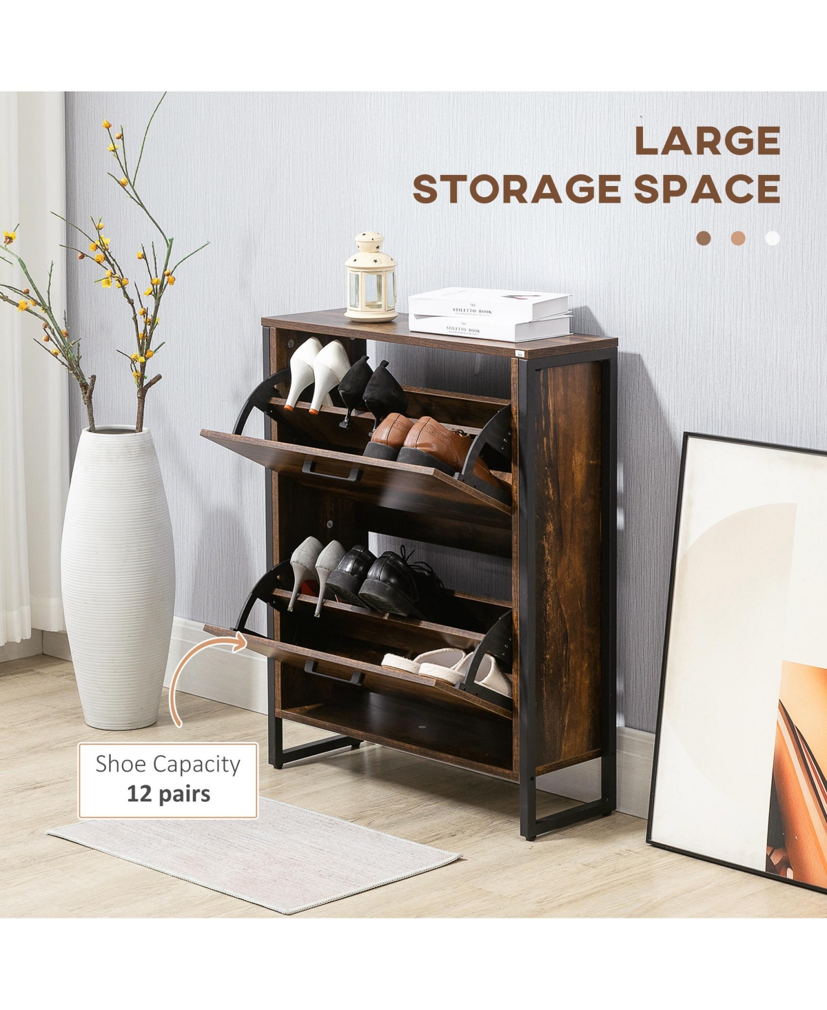 Slickblue Slim Shoe Storage Cabinet for Entryway, Hallway, or Foyer