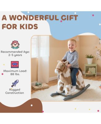 Rocking Horse, Kids Plush Animal Rocker with Realistic Neigh