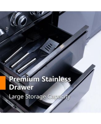 46" 4-Burner Gas Grill Outdoor Kitchen with Fridge, Rotisserie & Granite Counter