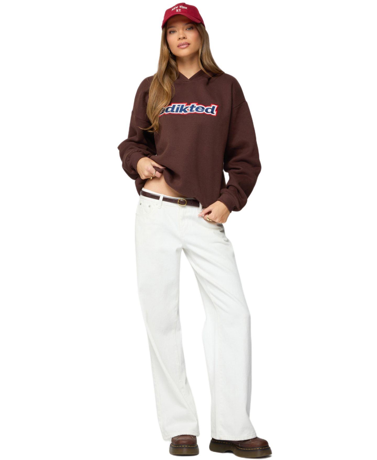 Женское худи Edikted Sweet Treat Oversized, цвет: Коричневый — фото 3
