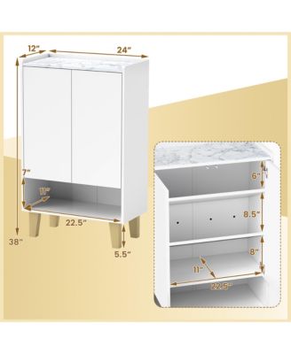 Shoe Storage Cabinet Freestanding Shoe Organizer w/ Anti-tipping Kit Open Shelf