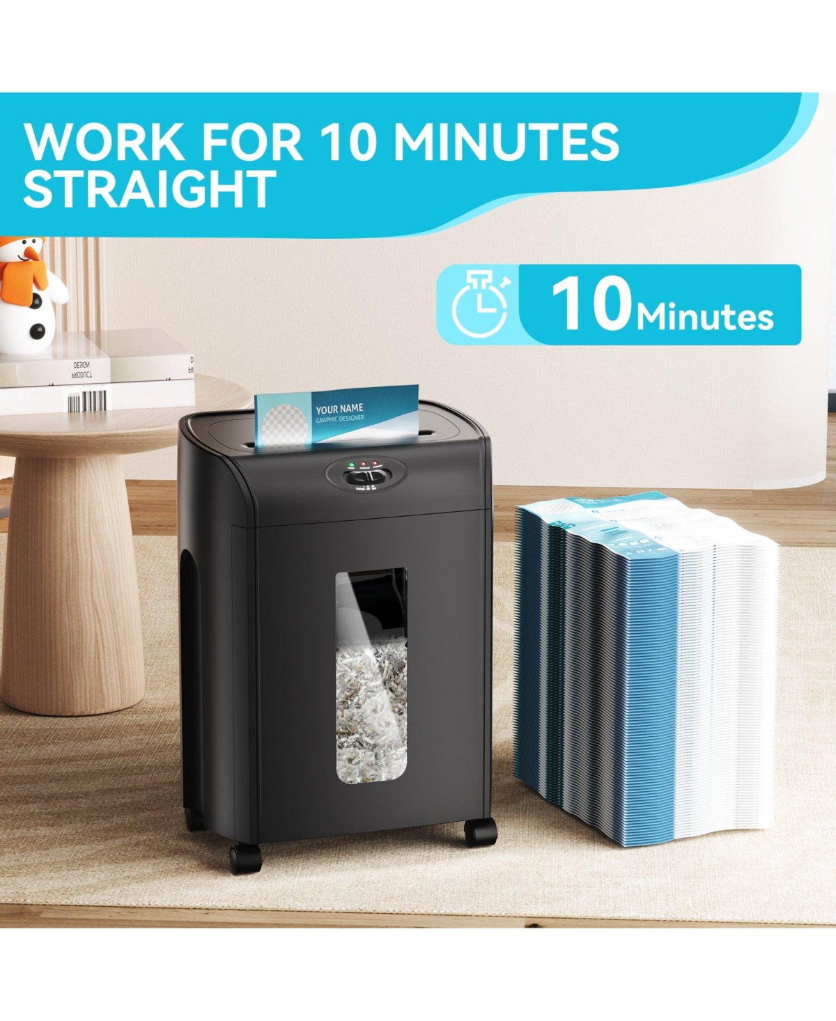 Mondawe 15-Sheet Cross Cut Paper Shredder, 4.76 Gallon Heavy Duty Ultra Quiet Shredder