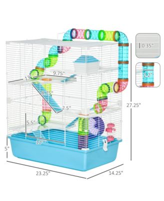 23" 5-Tier Hamster Cage with Wheel and Water Bottle,
