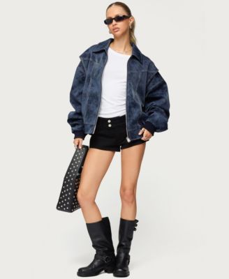 Women's Ownley Oversized Faux Leather Bomber Jacket