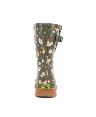Women's Feathered Faux Fur Mid Rain Boot