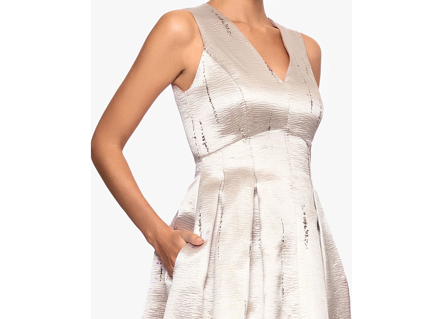 Women's Jacquard Pattern V-Neck Long Dress