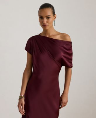 Women's Satin Charmeuse Off-the-Shoulder Gown