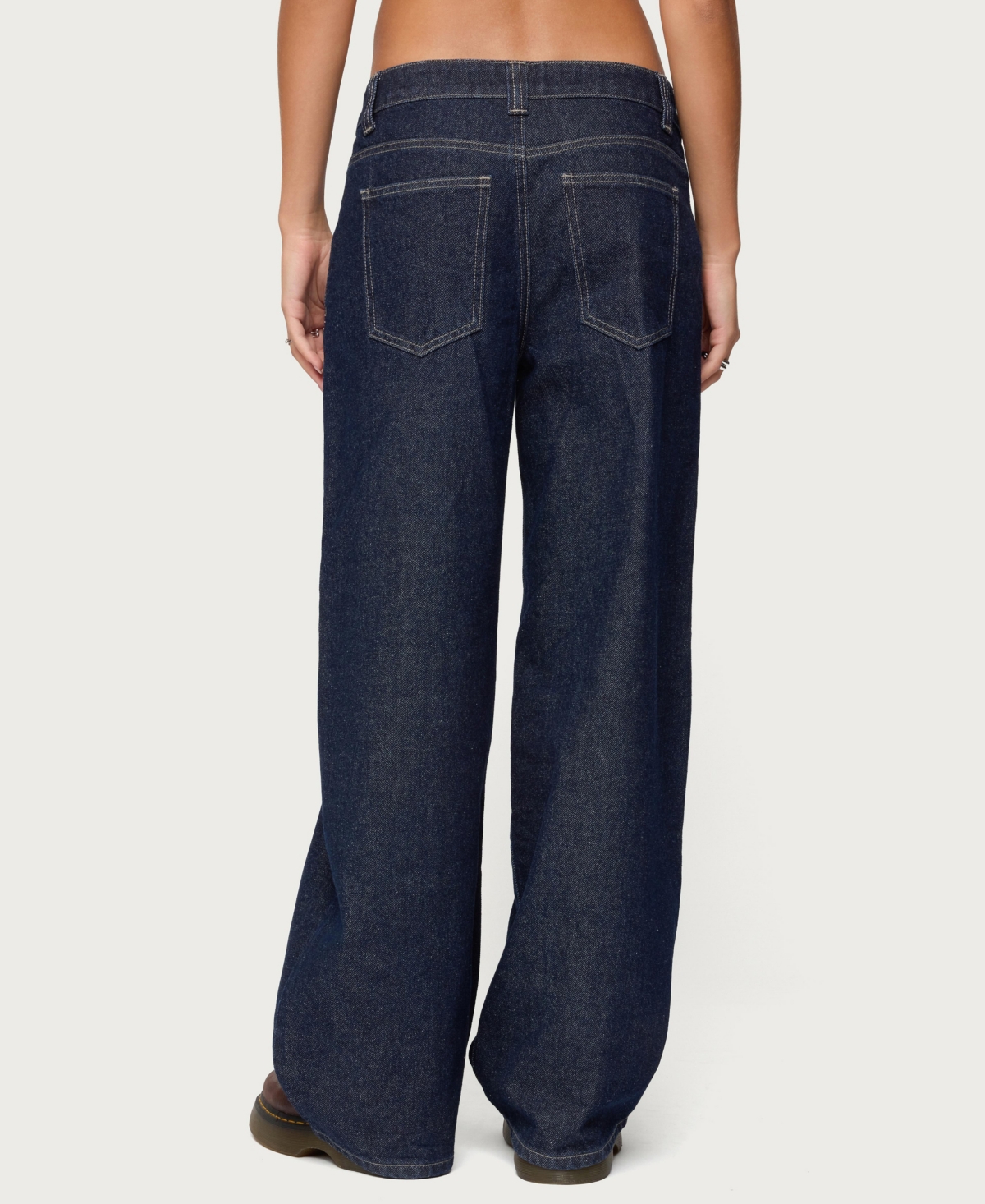 Edikted Women's Polley Button Up Low Rise Baggy Jeans