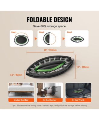 Foldable Mini Trampoline 40" Fitness Rebounder with Adjustable Handle