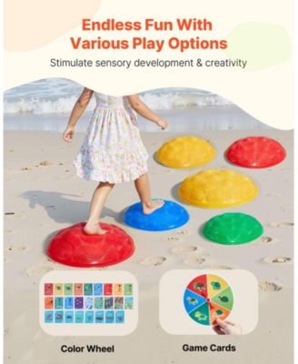6-PC Turtle Balance Stepping Stones for Sensory Play, 220 lb Rated