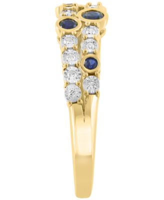 Sapphire (1/4 ct. t.w.) & Diamond (1/10 ct. t.w.) Ring in Gold Over Silver