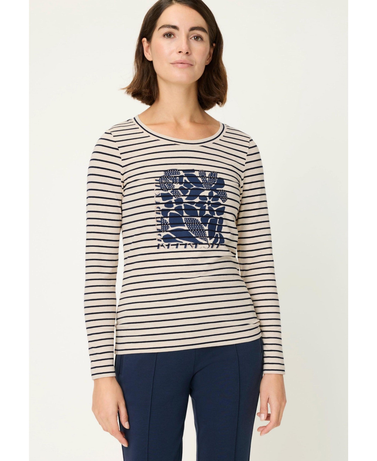 Olsen Women's Stripe & Placement Print T-Shirt
