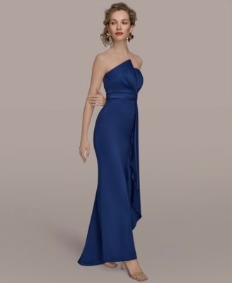 Women's Asymmetric Twist Strapless Gown