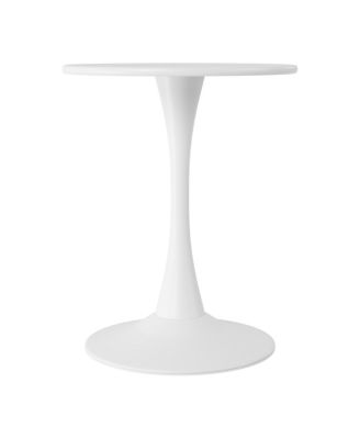 3-Piece Outdoor Round Metal Dining Table Set And Stackable Resin Patio Dining Side Chairs