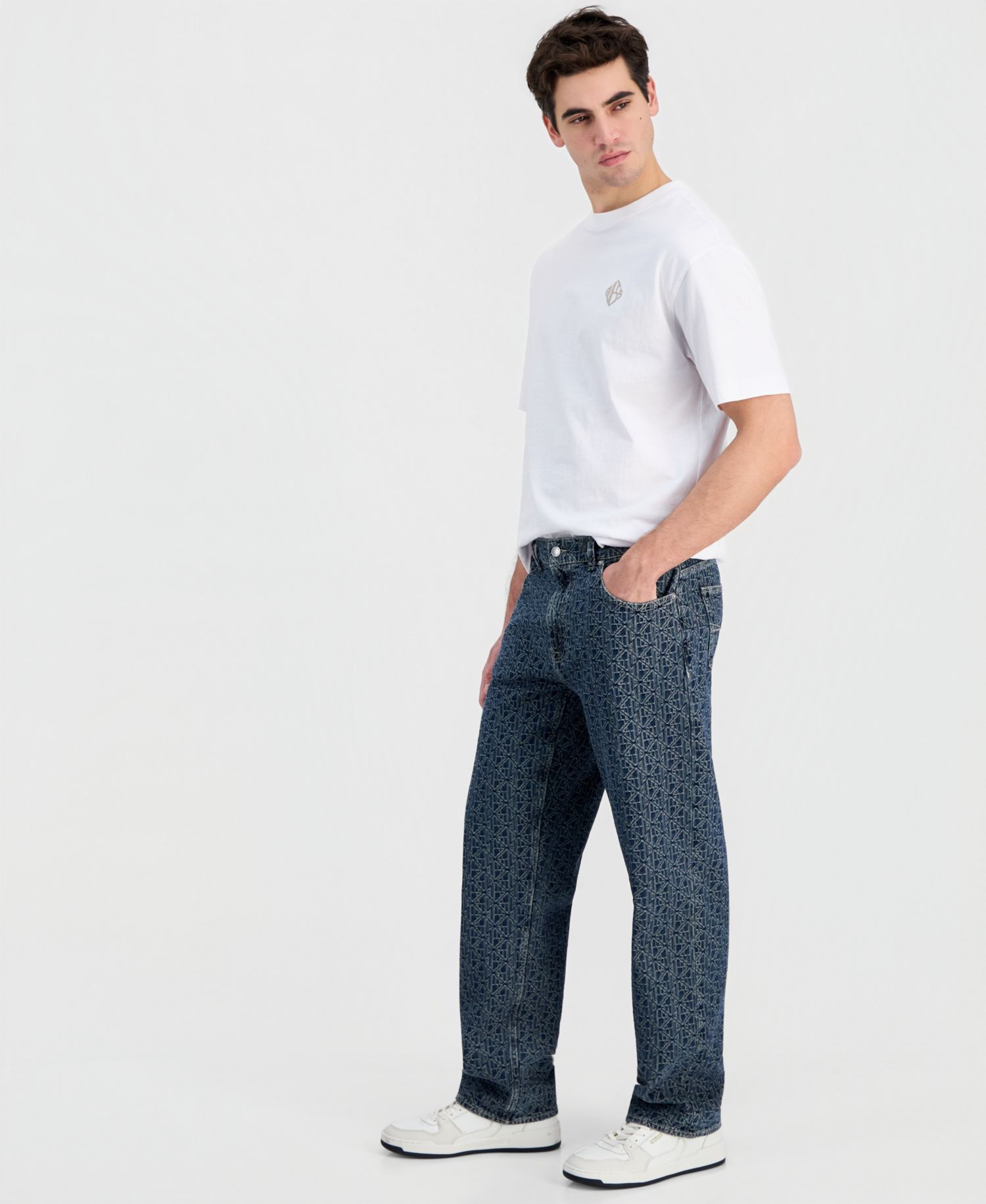 Men's Damon Logo-Print Cotton Relaxed Jeans
