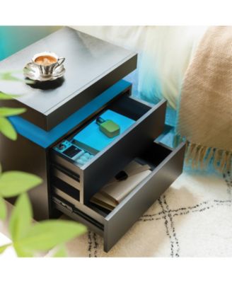 Modern LED Nightstand with 2 Drawers Bedside Table