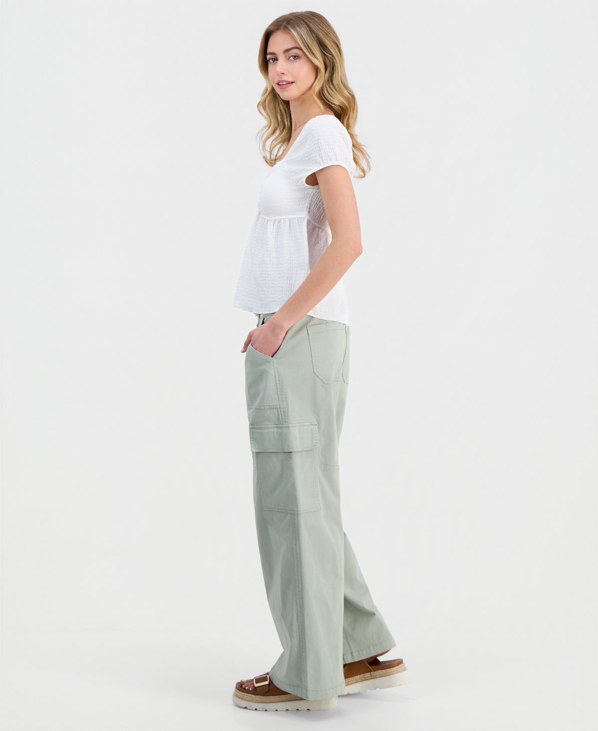 Ultra Flirt Juniors' Wide-Leg Cargo Pants